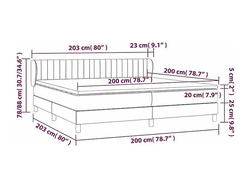 Sommier à lattes de lit avec matelas Gris clair 200x200 Tissu