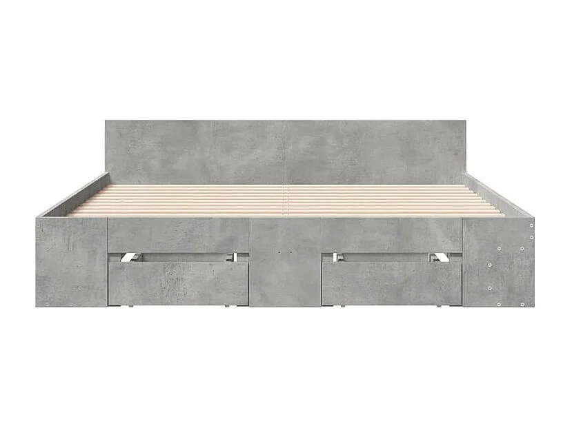 Cadre de lit à tiroirs gris béton 150x200 bois d'ingénierie