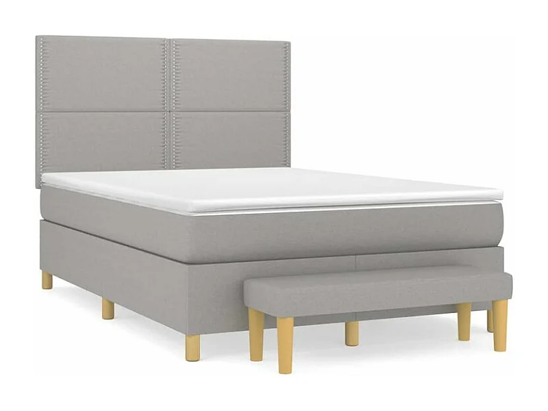 Sommier à lattes de lit avec matelas Gris clair 140x200 Tissu