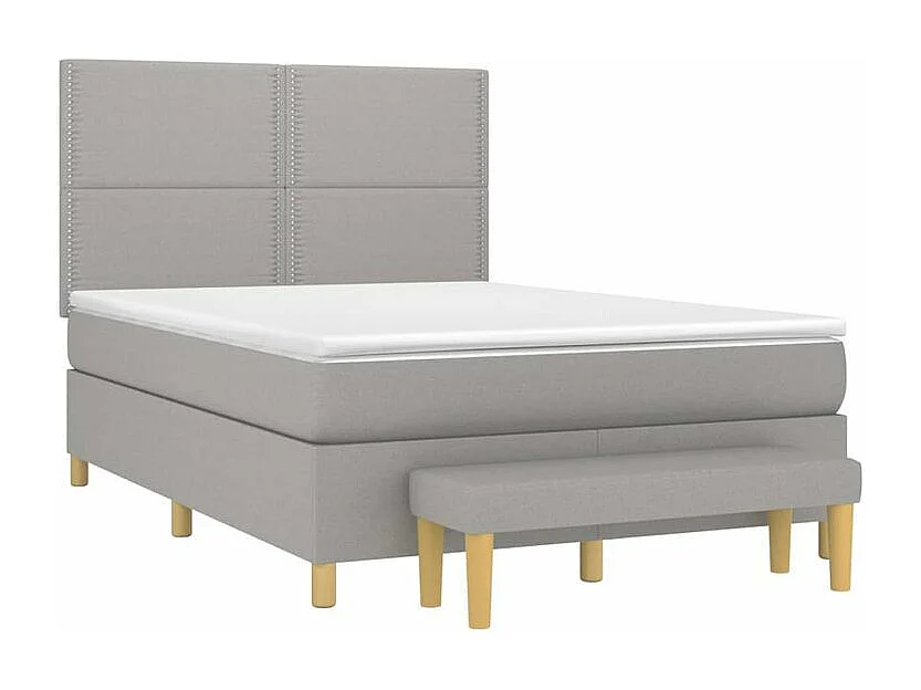 Sommier à lattes de lit avec matelas Gris clair 140x200 Tissu