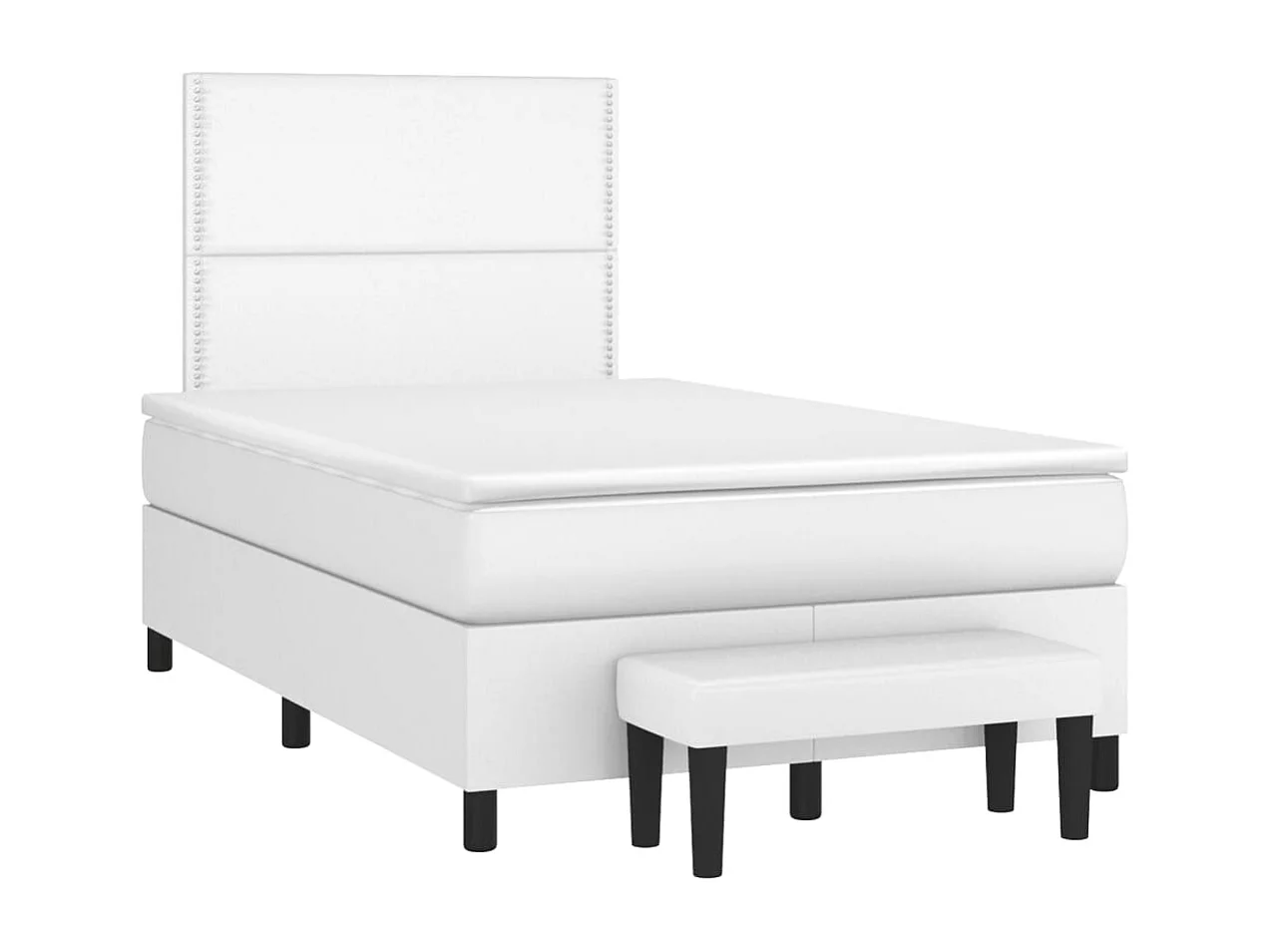 Sommier à lattes de lit avec matelas blanc 120x190 similicuir