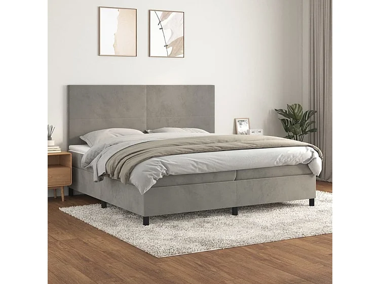 Sommier à lattes de lit et matelas Gris clair 200x200 Velours