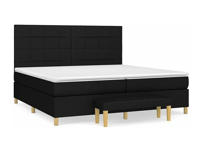 Sommier à lattes de lit avec matelas Noir 200x200 Tissu