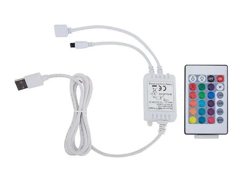 Lit adulte à LED tissu gris clair et pieds bois massif clair Indie 160x200