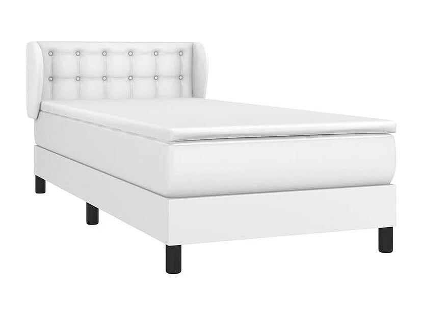 Sommier à lattes de lit avec matelas Blanc 90x200 Similicuir