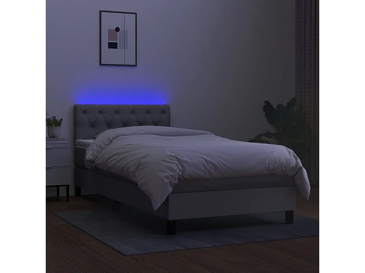 Sommier à lattes de lit avec matelas et LED Gris clair 80x200
