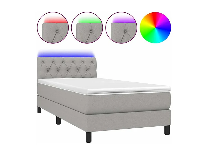 Sommier à lattes de lit avec matelas et LED Gris clair 80x200