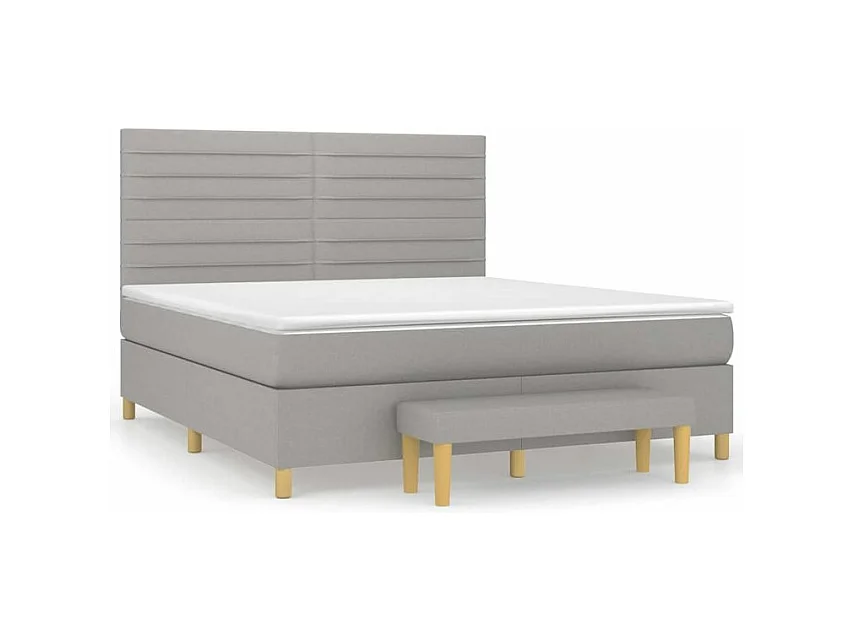 Sommier à lattes de lit avec matelas Gris clair 180x200 Tissu