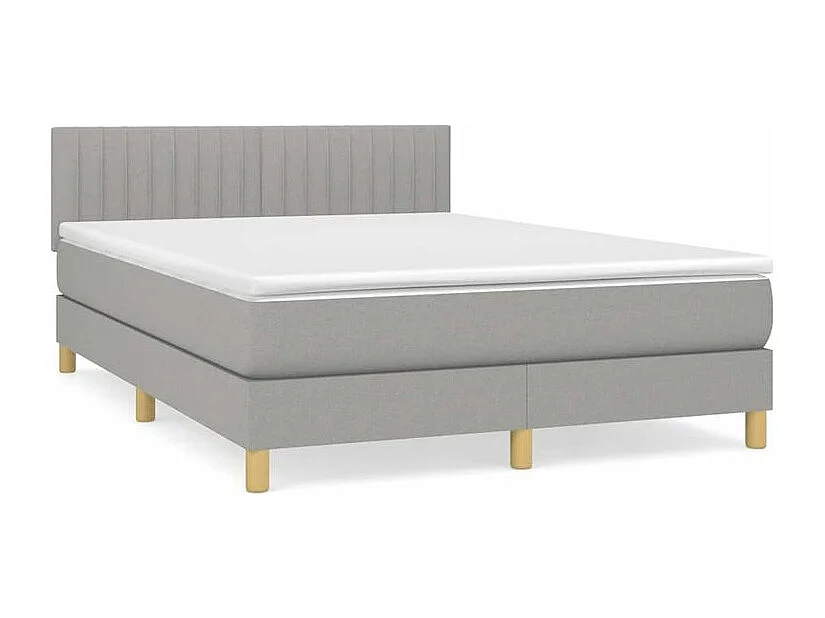 Sommier à lattes de lit avec matelas Gris clair 140x200 Tissu