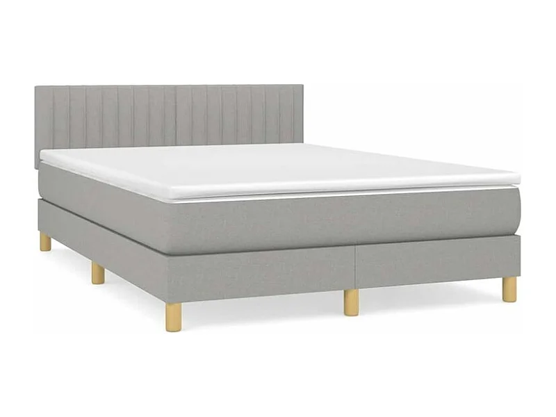 Sommier à lattes de lit avec matelas Gris clair 140x200 Tissu