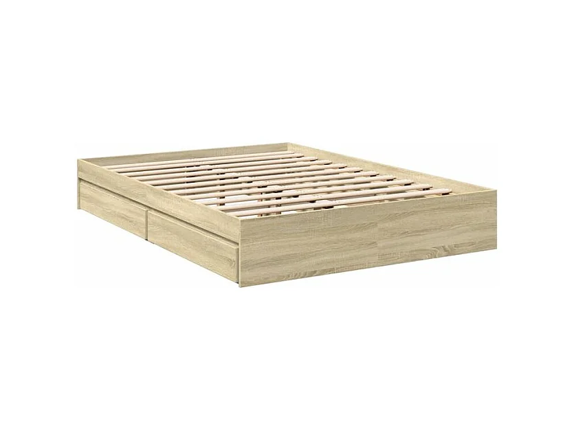 Cadre de lit et tiroirs chêne sonoma 120x190 bois ingénierie