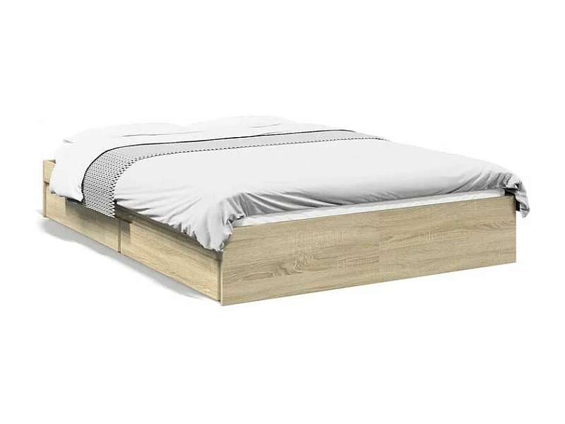 Cadre de lit et tiroirs chêne sonoma 120x190 bois ingénierie