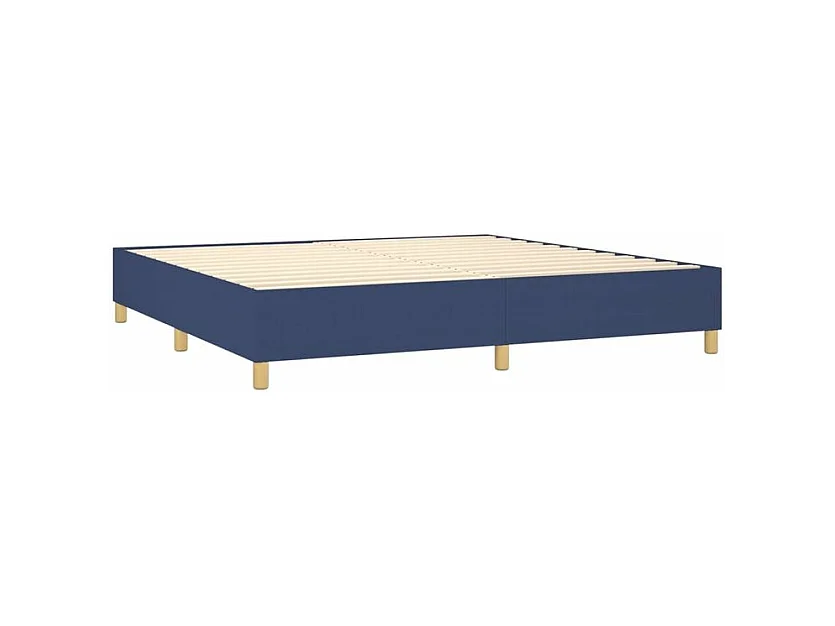 Sommier à lattes de lit et matelas et LED Bleu 200x200 Tissu