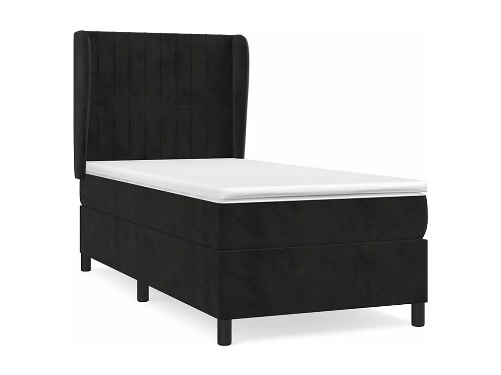 Sommier à lattes de lit avec matelas Noir 90x200 Velours