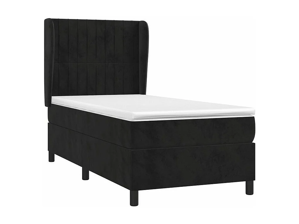 Sommier à lattes de lit avec matelas Noir 90x200 Velours