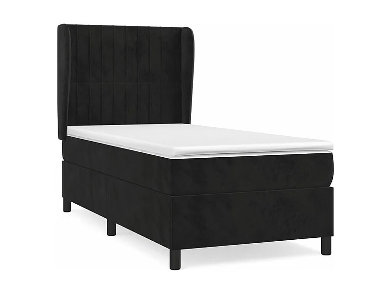 Sommier à lattes de lit avec matelas Noir 90x200 Velours