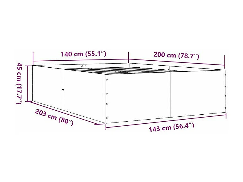 Cadre de lit blanc 140x200 bois d'ingénierie
