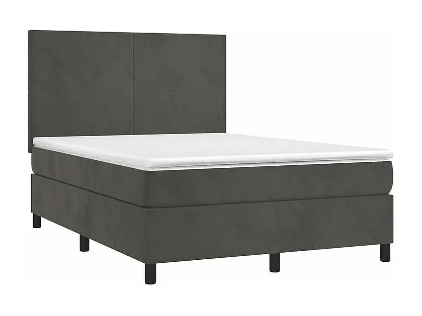 Sommier à lattes de lit et matelas Gris foncé 140x190 Velours