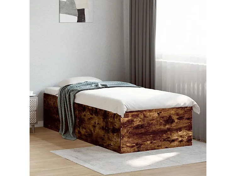 Cadre de lit chêne fumé 100x200 bois d'ingénierie