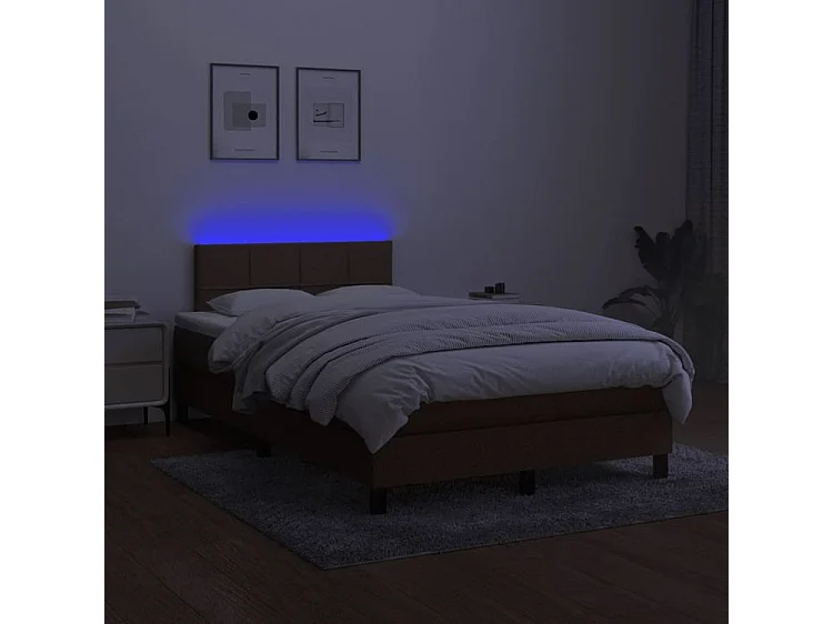 Sommier à lattes de lit matelas et LED Marron foncé 120x200