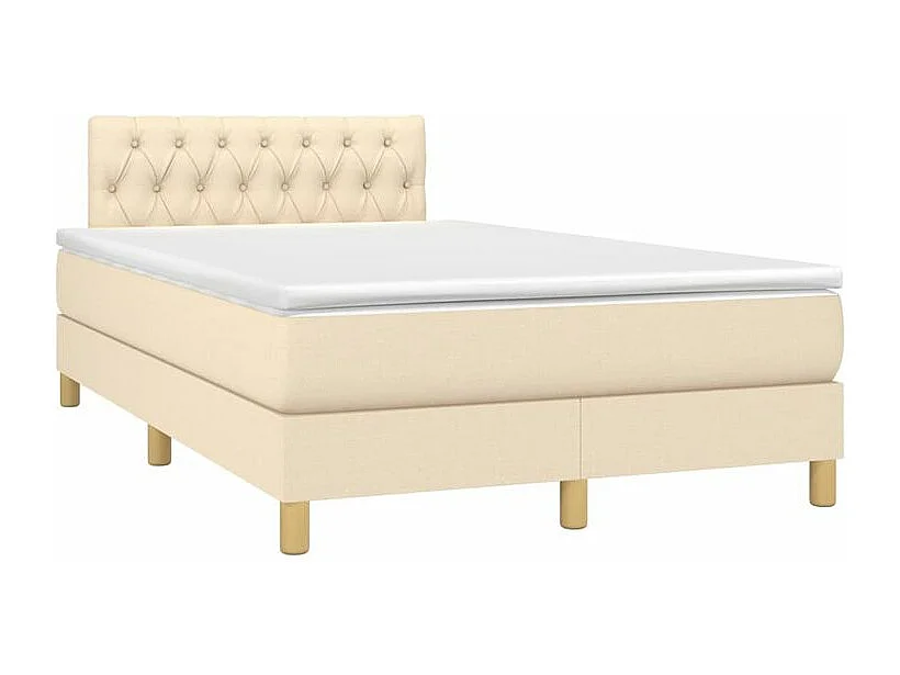 Sommier à lattes de lit avec matelas LED Crème 120x200 Tissu