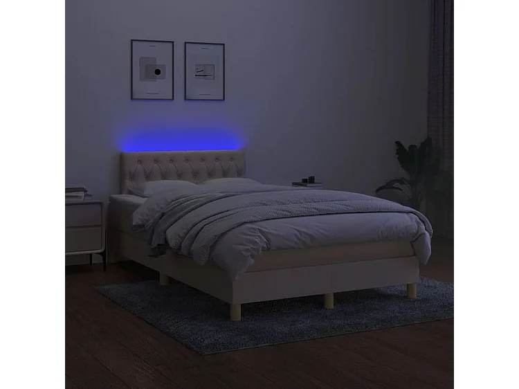 Sommier à lattes de lit avec matelas LED Crème 120x200 Tissu