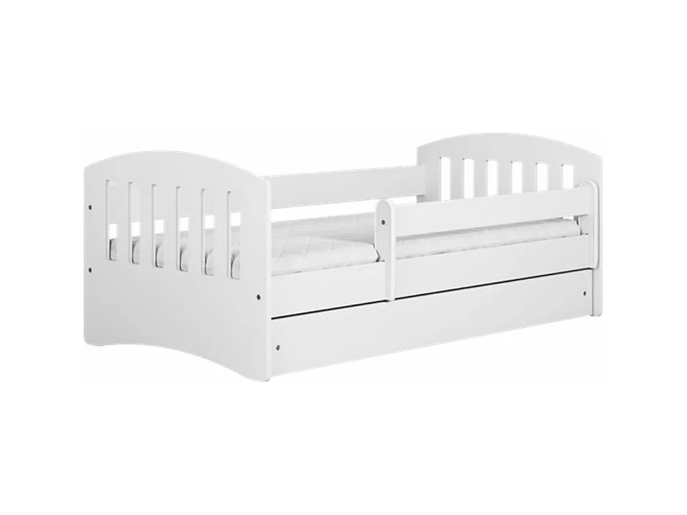 Lit enfant avec barrière de sécurité amovible blanc Klaky-80x140