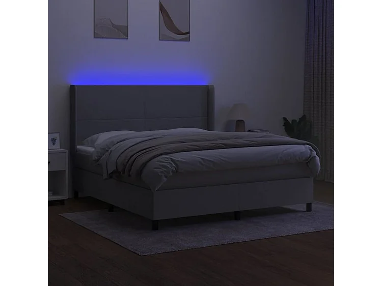 Sommier à lattes de lit matelas LED Gris clair 160x200 Tissu