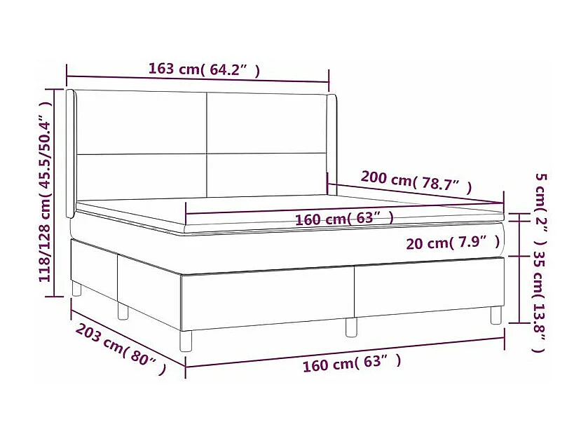 Sommier à lattes de lit matelas LED Gris clair 160x200 Tissu
