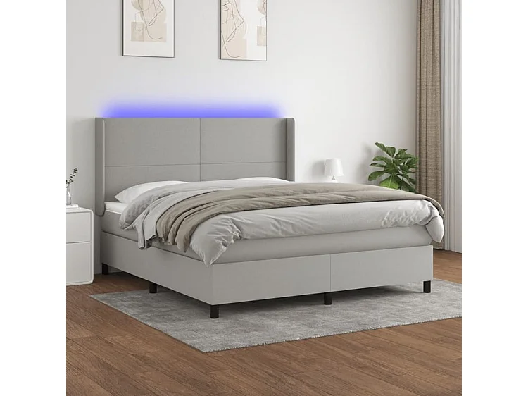 Sommier à lattes de lit matelas LED Gris clair 160x200 Tissu