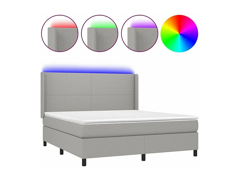 Sommier à lattes de lit matelas LED Gris clair 160x200 Tissu