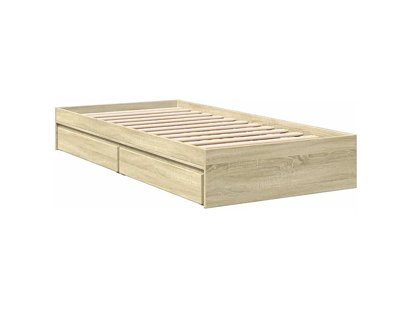Cadre de lit et tiroirs chêne sonoma 90x200 bois d'ingénierie