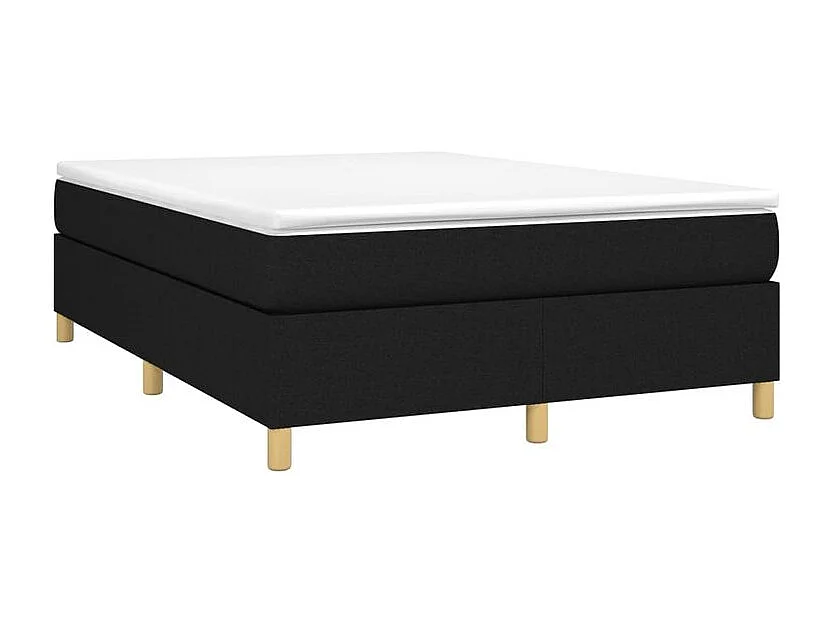 Sommier à lattes de lit avec matelas Noir 140x190 Tissu