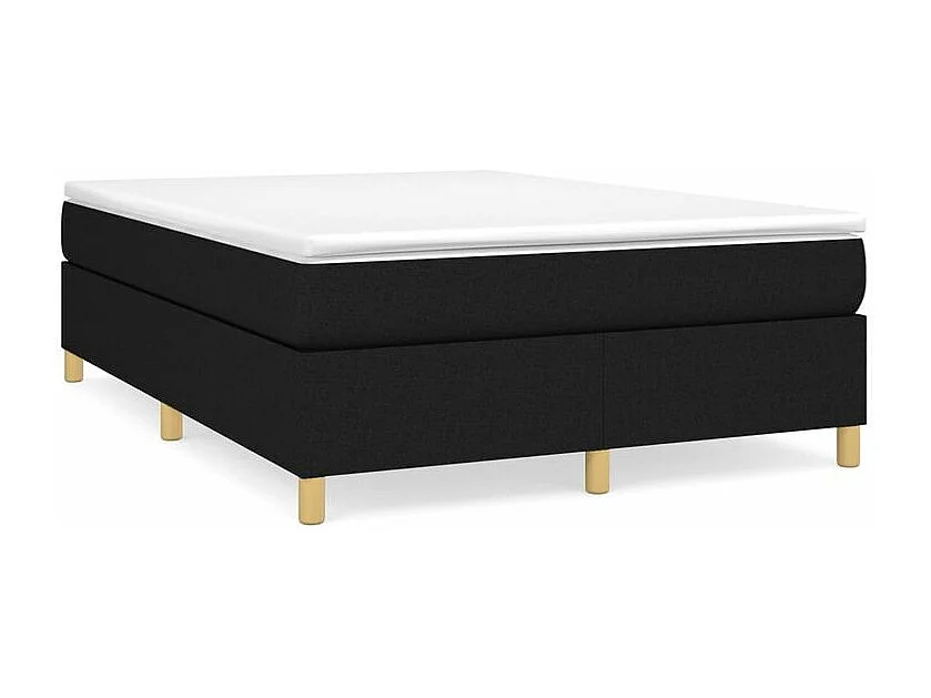 Sommier à lattes de lit avec matelas Noir 140x190 Tissu