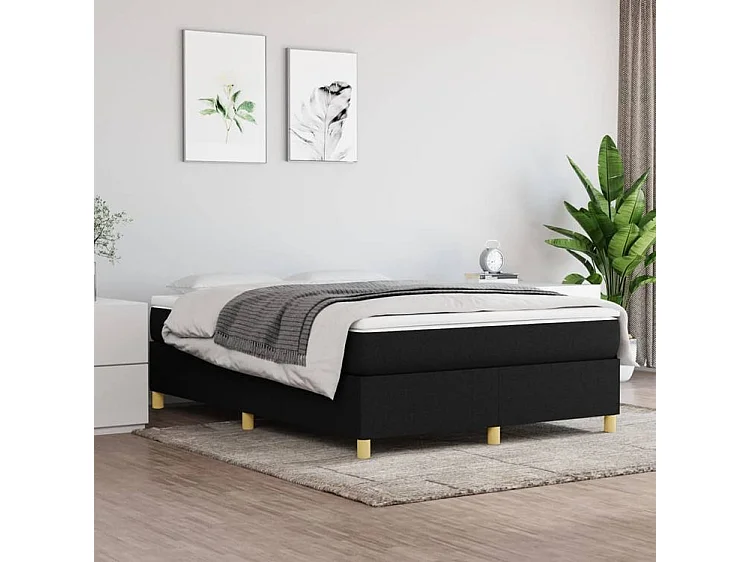 Sommier à lattes de lit avec matelas Noir 140x190 Tissu