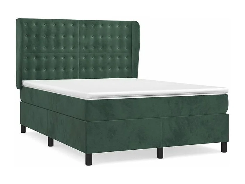 Sommier à lattes de lit et matelas Vert foncé 140x190 Velours