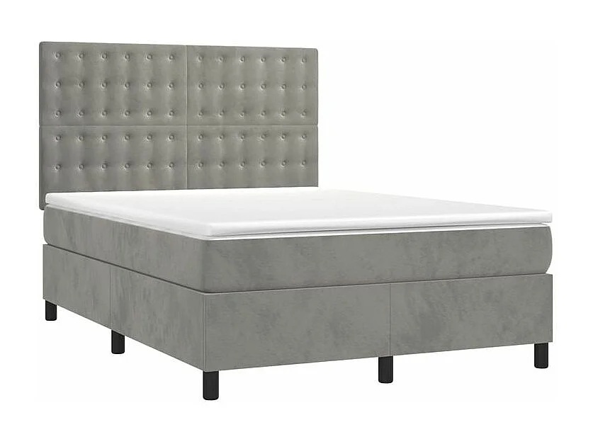 Sommier à lattes de lit matelas et LED Gris clair 140x200