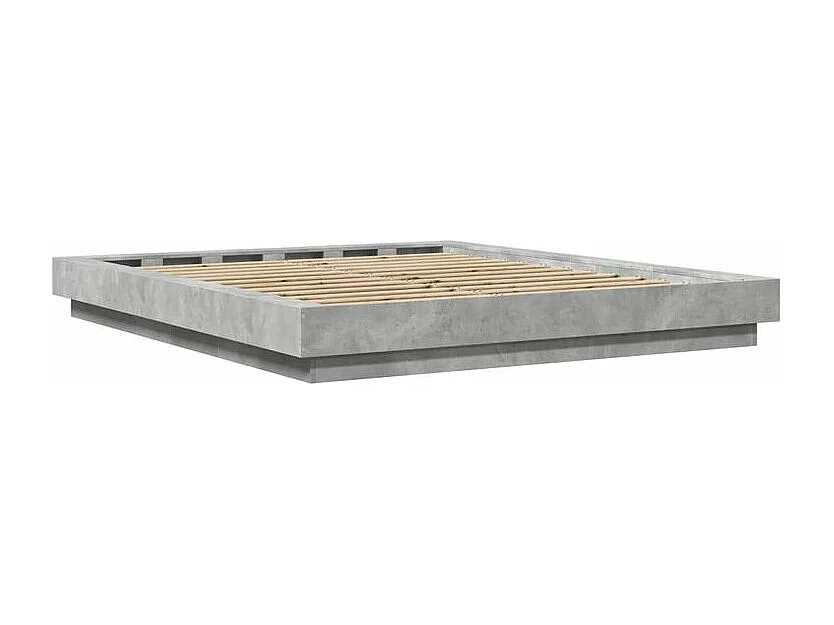 Cadre de lit avec lumières LED gris béton 150x200