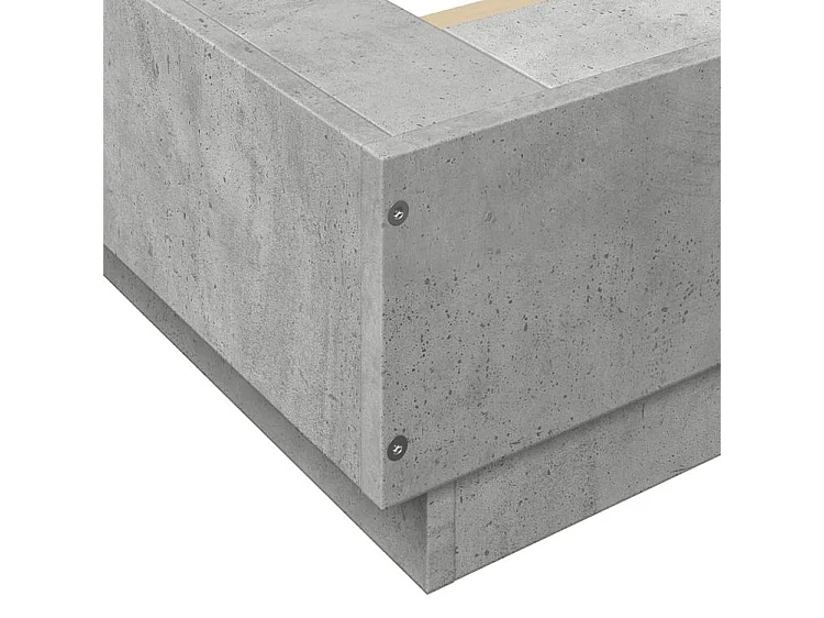 Cadre de lit avec lumières LED gris béton 150x200