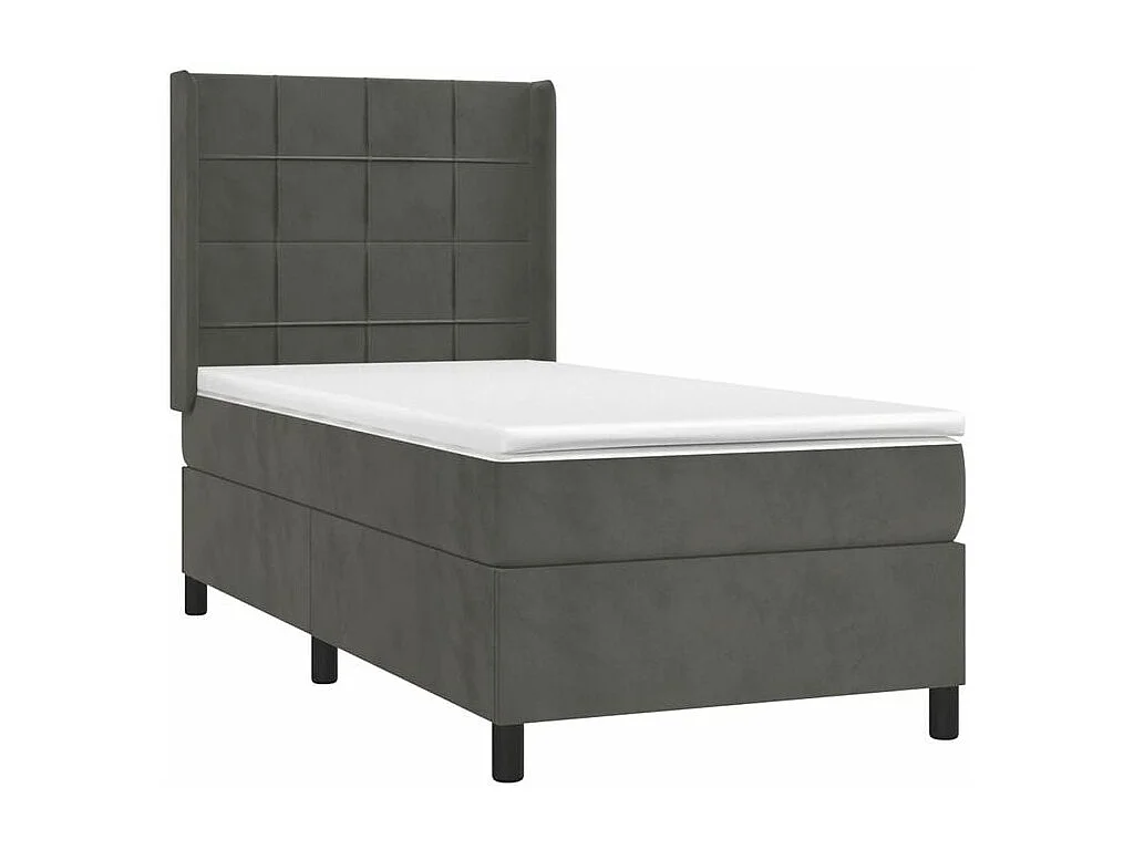 Sommier à lattes de lit et matelas Gris foncé 90x190 Velours