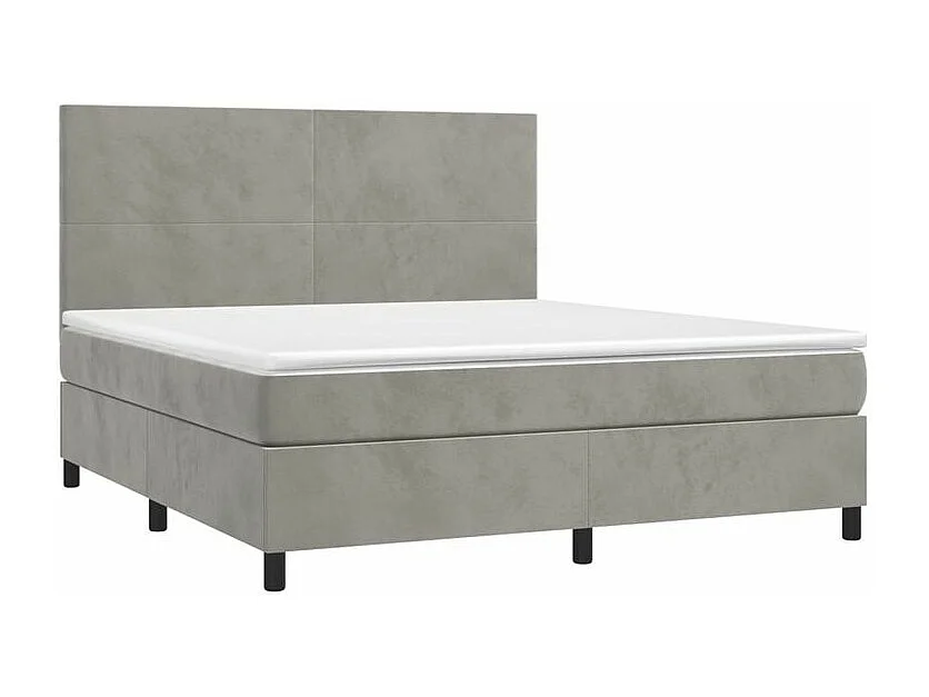 Sommier à lattes de lit et matelas Gris clair 180x200 Velours
