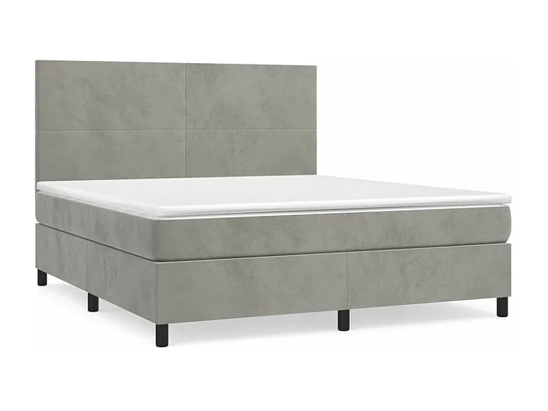 Sommier à lattes de lit et matelas Gris clair 180x200 Velours