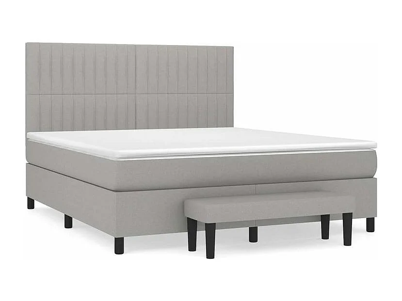 Sommier à lattes de lit avec matelas Gris clair 180x200 Tissu