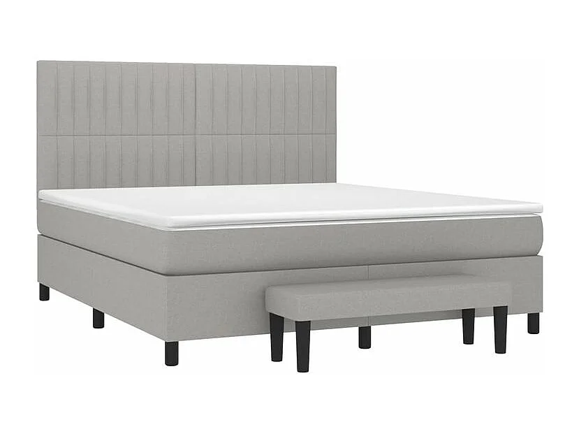 Sommier à lattes de lit avec matelas Gris clair 180x200 Tissu