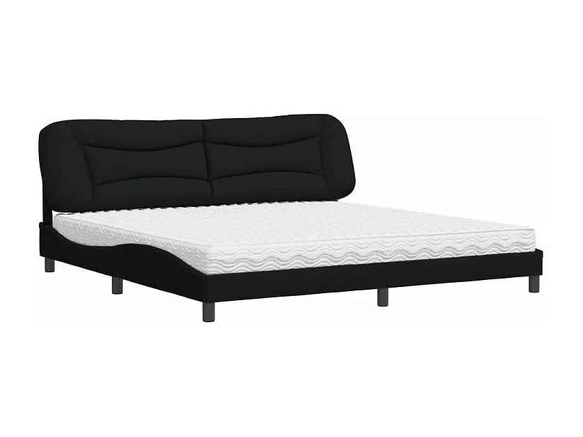 Lit avec matelas noir 200x200 tissu