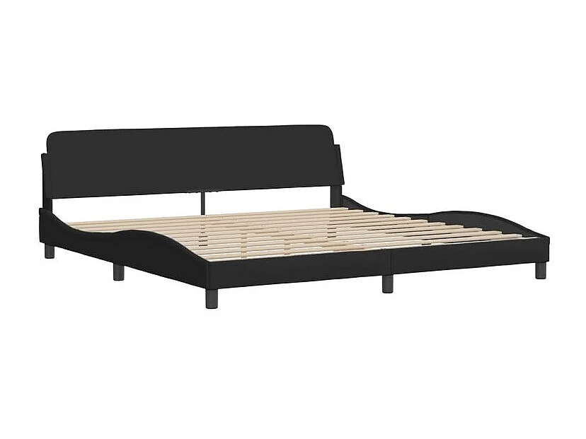 Lit avec matelas noir 200x200 tissu
