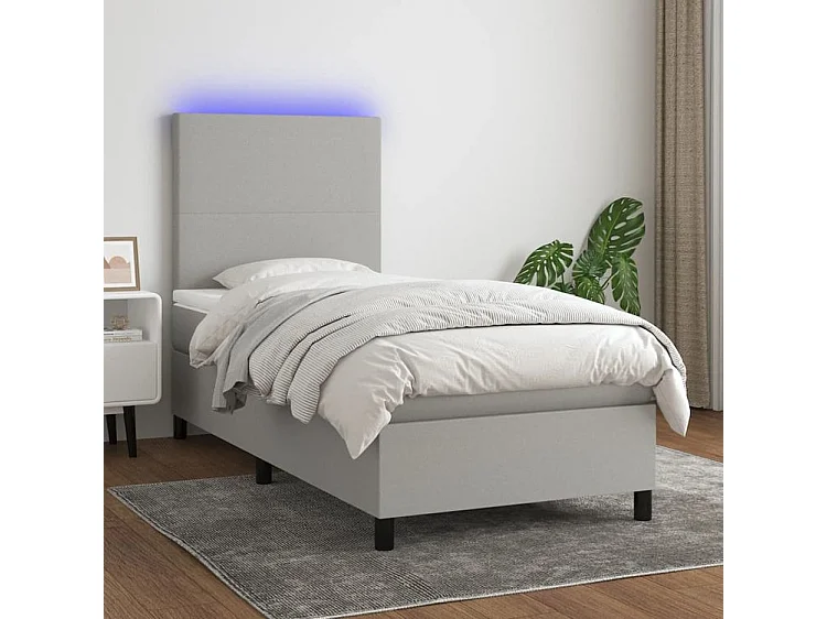 Sommier à lattes de lit et matelas et LED Gris clair 100x200