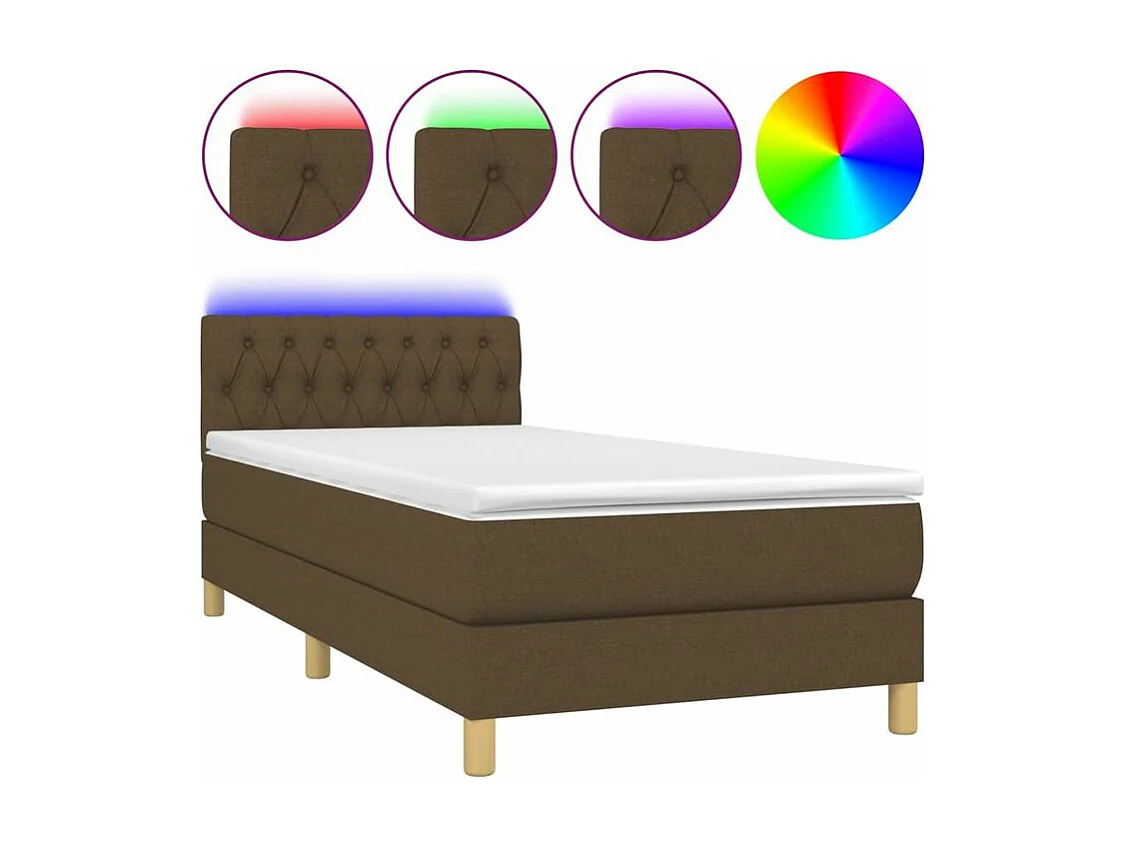 Sommier à lattes de lit matelas et LED Marron foncé 100x200