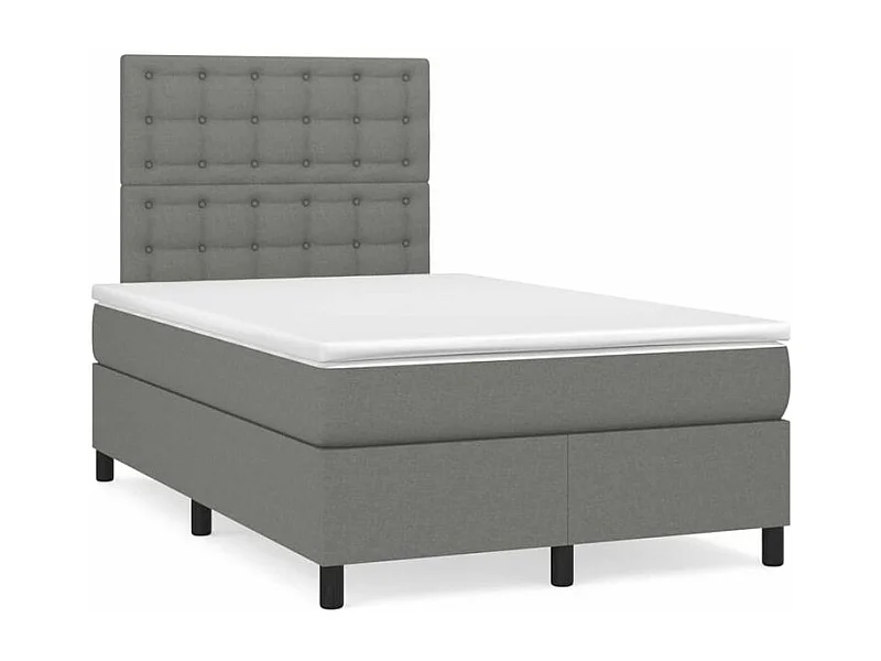 Sommier à lattes de lit avec matelas Gris foncé 120x200 Tissu