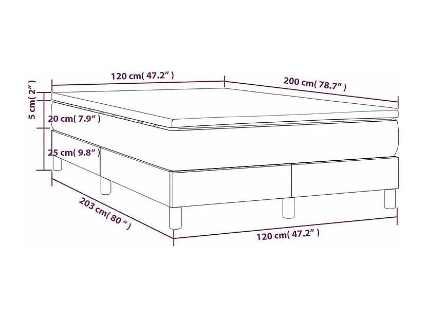 Sommier à lattes de lit avec matelas Taupe 120x200 Tissu